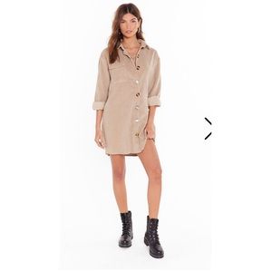 NEW WITH TAGS. Nasty Gal Brown Corduroy Shirt Dress. Never worn.